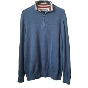 Tommy Hilfiger men's blue 1/4 zip pullover sweater